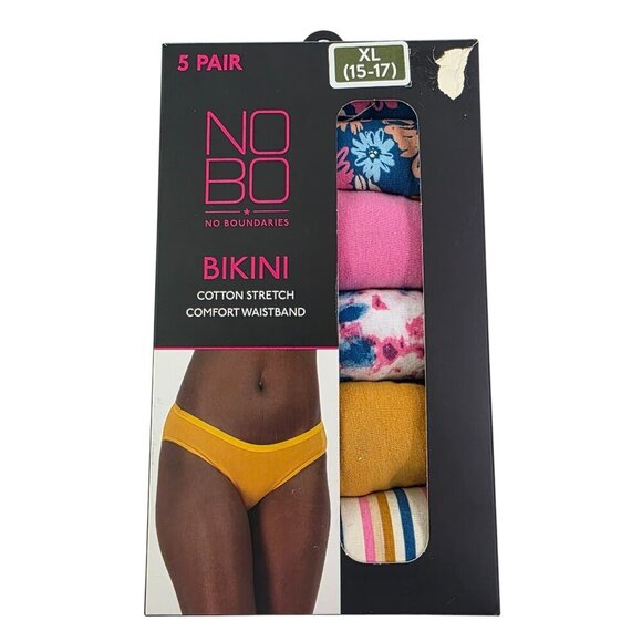 No Boundaries Panties 5-Pack Cotton Stretch Comfort Waistband Bikinis – Various - Picture 5 of 9